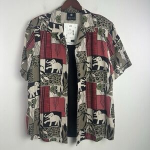 Maggie Barnes Button Down Shirt Women 22W Safari Animal Print Short Sleeve NWT